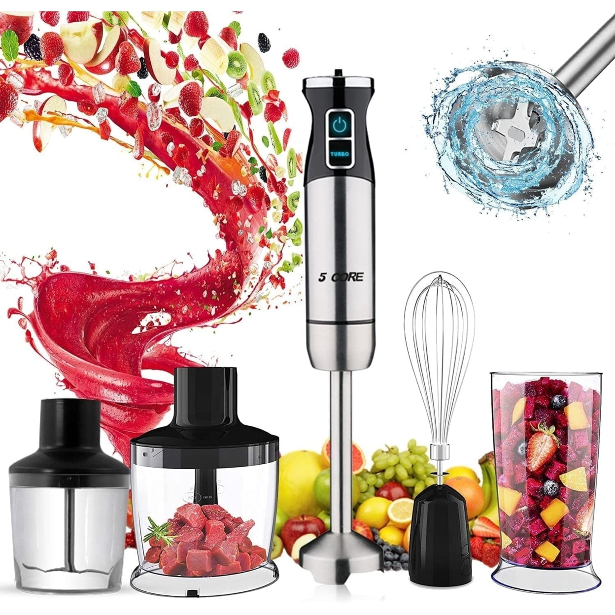 5Core 500W Immersion Blender Handheld 2 Speed Stainless Steel , – Aesthetic  Ambiance 2
