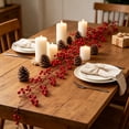 thumbnail image 4 of Artificial Christmas Berry Rattan Decorative Wrapping 1 Meter - Plastic Indoor Holiday Decor with Berry Clusters for Mantels, Windows and Doorways Red, 4 of 6
