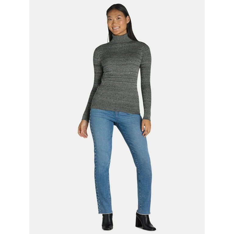 Time and Tru Women's Rib Turtleneck Sweater, Lightweight Time and Tru Women's Rib Turtleneck Sweater, Lightweight