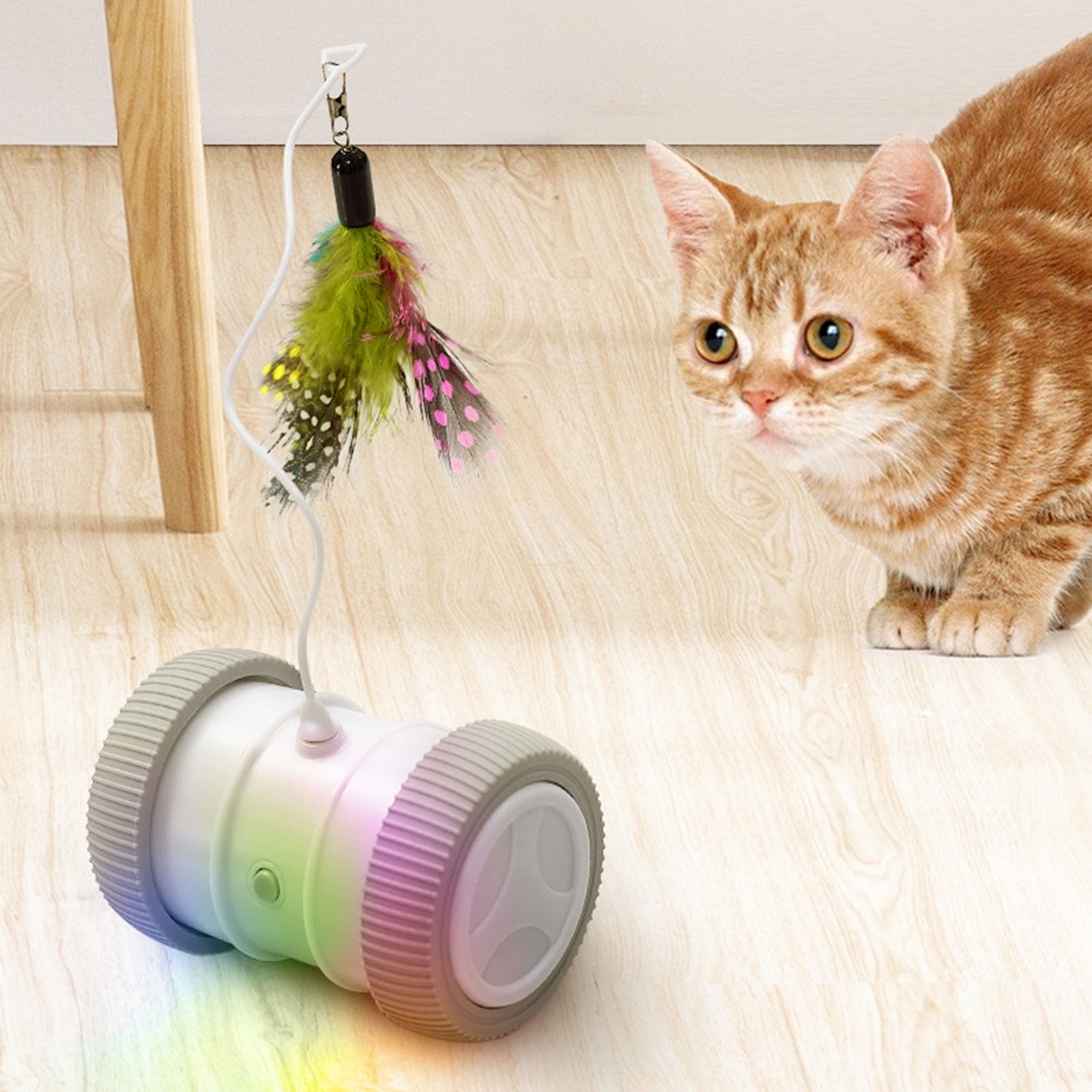 lanema Interactive for Cat Toy Automatic Roller with Feather for Kitten Hunting Simulat