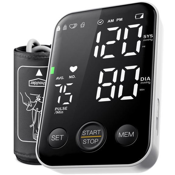 Monitor de presión arterial digital preciso y ajustable, kit de brazalete manual para brazo, pantalla LED retroiluminada, 2 usuarios, memoria de 240 juegos, incluye bolsa de almacenamiento.