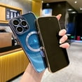 thumbnail image 3 of for iPhone 15 Pro Max Case Magnetic Clear with Camera Lens Protector MagSafe Electroplated Silicone Dust-Proof Net Shockproof Protective Phone Case Cover 6.7 Inch - Blue, 3 of 12