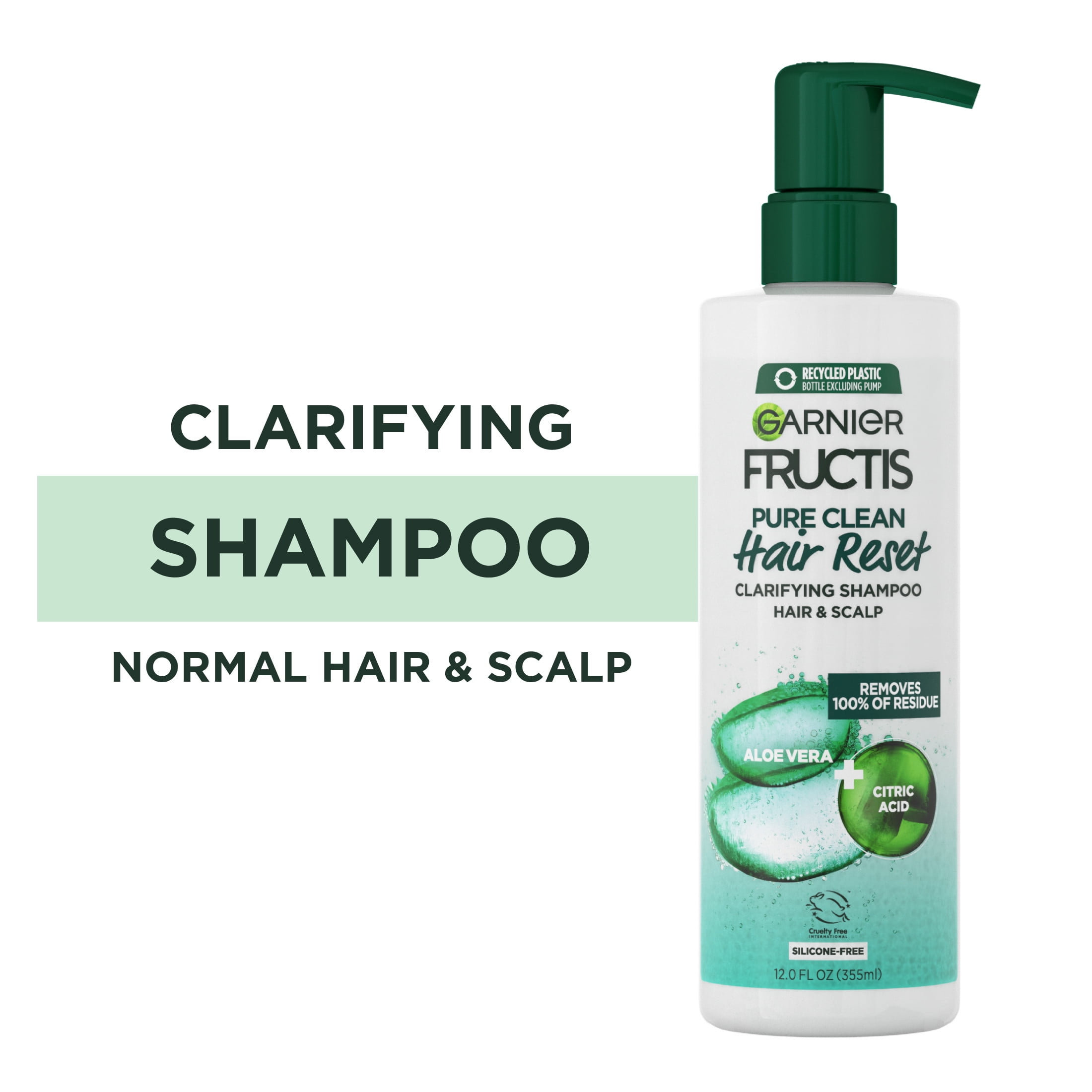Garnier Fructis Pure Clean Hair Reset Clarifying Shampoo, Aloe Vera, 12 fl oz