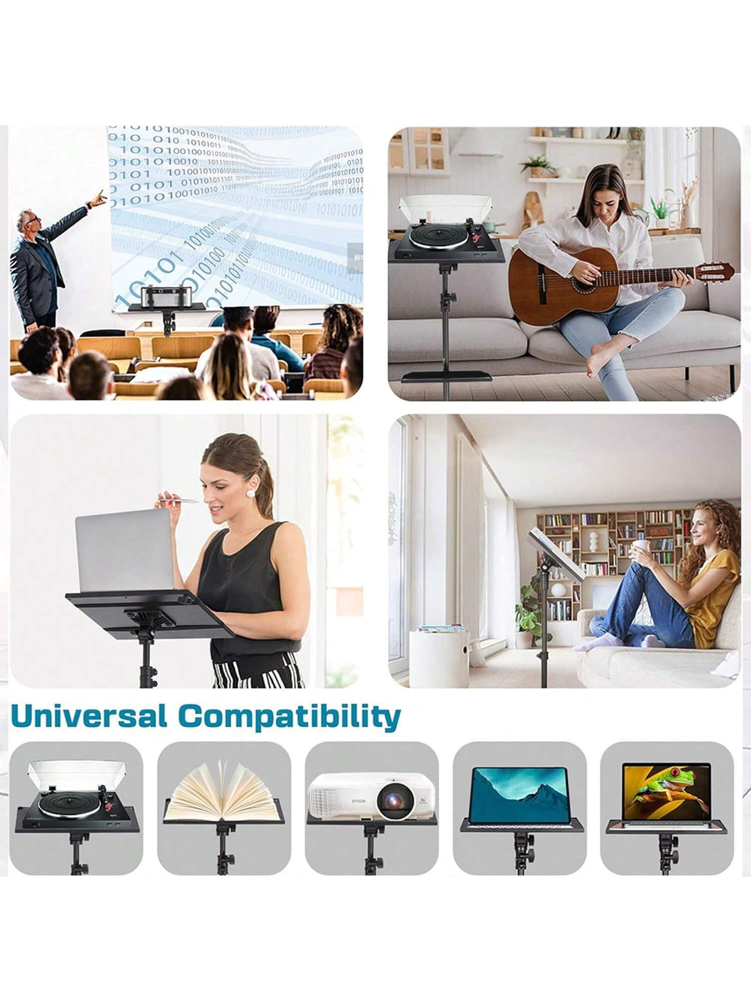 Projector Stand Tripod Laptop Stand With Adjustable Height 26 To 63 Inch Mobile Laptop Cart On Wheels With Phone Holder Floor Stand For Couch For Outdoor Movies