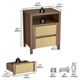 thumbnail image 2 of Eumyviv Woven Nightstand with Rattan Drawer, Boho Night Stand for Bedroom, 1-Drawer Wooden End Table with Open Shelf, Natural for Living Room, Small Spaces   H0192, 2 of 8