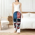 thumbnail image 4 of Pofeuu American Flag Skull Print Women's Fashion Pajama Pants with Pockets Comfy Drawstring Sleep Lounge Bottoms-Medium, 4 of 6