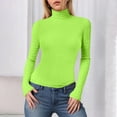 thumbnail image 2 of felwors Women's Cream Textured Long Sleeve Turtleneck Top - Fitted Casual Basic Shirt for Daily & Office Wear Light Green, M, 2 of 6