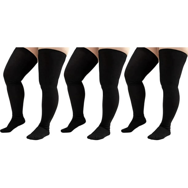 Women Plus Size Extra Long Thigh High Socks Striped Over Knee Long Boot