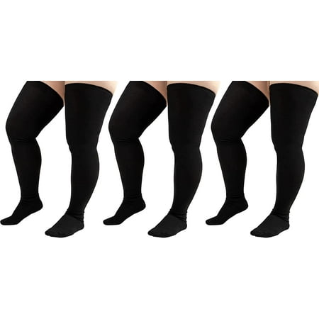 

Women Plus Size Extra Long Thigh High Socks Striped Over Knee Long Boot Stockings Tube Socks Leg Warmers 3 Pairs 1