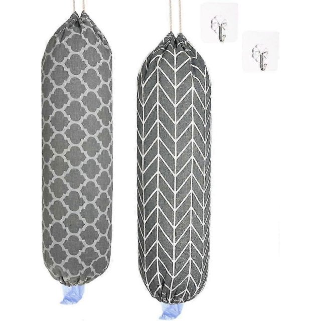 2 soportes para bolsas de plástico, grandes, de 56 x 23 cm, para colgar en la pared, para el hogar, la oficina, la cocina y el almacén (gris)