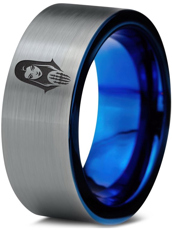Tungsten Grey Band Lettering Gamer Graduation Wedding Ring Set Retirement Gift Nerdy Gifts