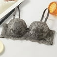 thumbnail image 2 of LNWUY Fashion Lace Bras for Women Lifting Gathering Spaghetti Strap Full Coverage Comfortable Underwire Bra Gray L, 2 of 5
