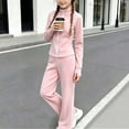 thumbnail image 2 of Husipze Sports Two Piece Yoga Set Girls Straight Leg Elastic Waist Flare Soft Pants and Stretchy Athletic Zipper Jacket Sweatsuit for Kids Pink 5-6 Years, 2 of 9