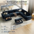 thumbnail image 3 of Modular Sectional Sofa with Removable Washable Covers, Oversized Deep Seat 6 Seater V Shaped Couch with Storage Ottoman, Chenille in Navy Blue, 3 of 8