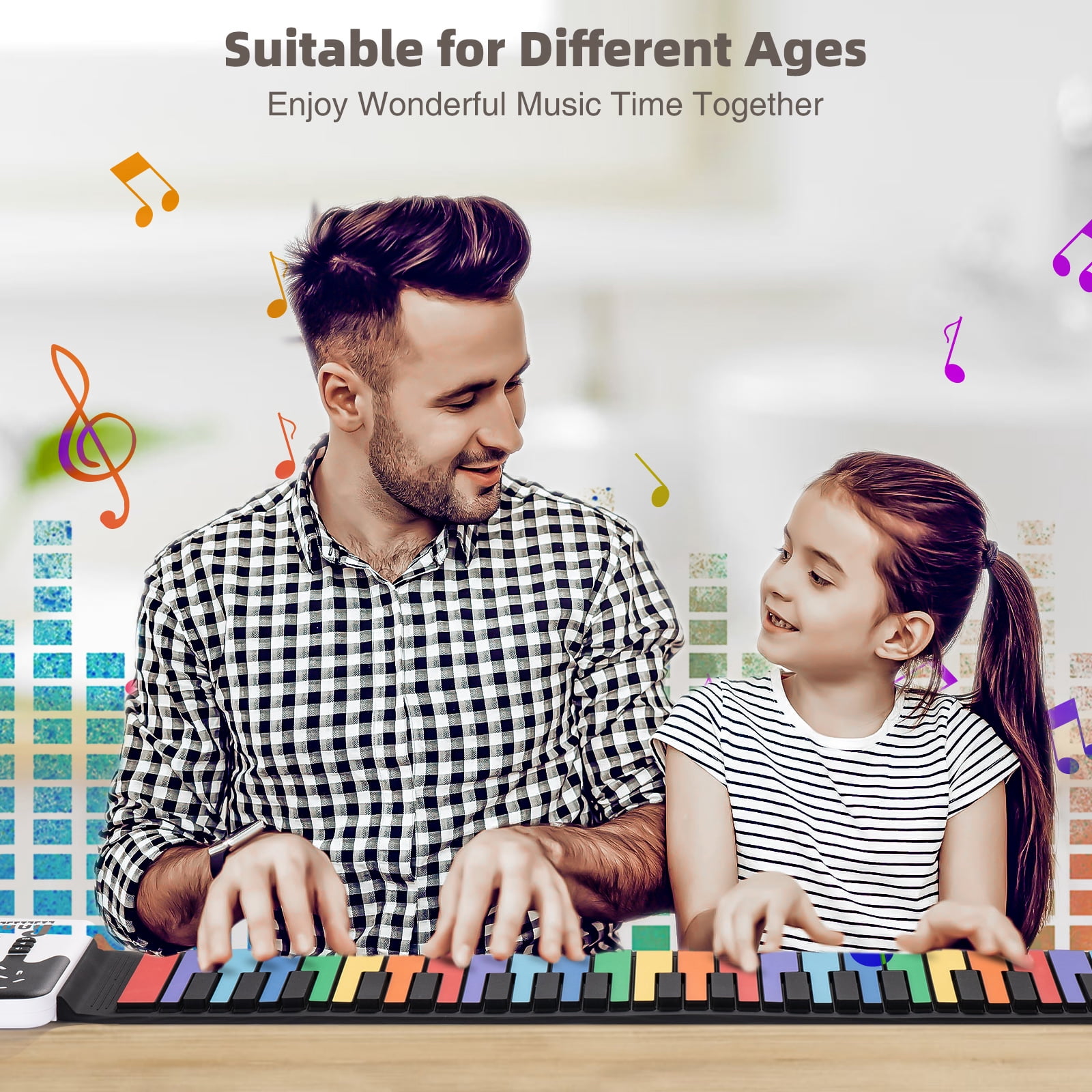 POGOLAB 49 Key Roll Up Keyboard Piano Portable Digital Electric Foldable Piano Keyboard Rechargeable 8 Tones 6 Educational Demo Songs for Beginners Adults Gift