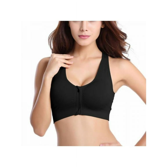 Women Front Zipper Without Rims Lightweight Support Running Sports Bra