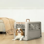 SportPet Tan Small Collapsible Plastic Pet Kennel 24 for Cats and Dogs with Ventilated Panels