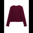 thumbnail image 2 of Suéter Tipo Cárdigan Corto para Mujer, Moderno, con Cuello Redondo, Volantes, Larga, Botones, Prendas de Punto. Rojo M, 2 of 6