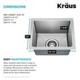 thumbnail image 5 of KRAUS Fairlane 15” Undermount Single Bowl 18-Gauge Stainless Steel Kitchen Bar Sink, 5 of 7