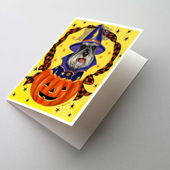 Schnauzer Halloween Greeting Cards and Envelopes Pack of 8