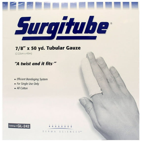 Derma Sciences GL242 Surgitube, 7/8 in. x 50 yd. Tubular Gauze, White (3 Rolls)