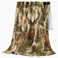 thumbnail image 2 of Rustic North American Wildlife Forest Scene, Peaceful Mountain Lake Scene, Warm Flannel Blanket for Cabin and Lodge, Outdoor Lovers Camping Gift, Rustic Home Decor, 2 of 9