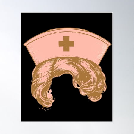 Neuro Nurse Hat And Hair Retro Colors Vintage Aesthetic Nursing Appreciation Gift For Her Poster Wall Art, Modern Wall Decor, 16x24 UNFRAMED