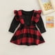 thumbnail image 3 of Txlixc Traje de falda de Navidad para niñas, blusa de manga larga de cuello redondo + falda de tirante a cuadros Txlixc moda, 3 of 9