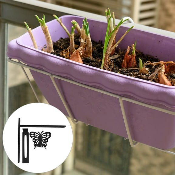 Nicehomfit Window Box Brackets Butterfly Planter Box Bracket Black 1Pcs 8.45X7.94X0.98In