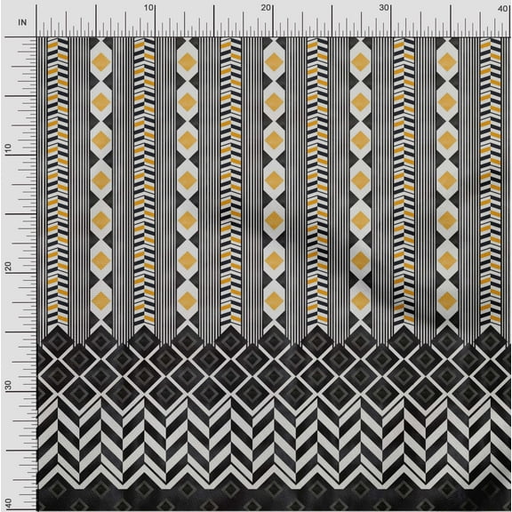 oneOone Cotton Jersey Black Fabric Geometric Panel Fabric For Sewing Printed Craft Fabric By The Yard 58 Inch Wide