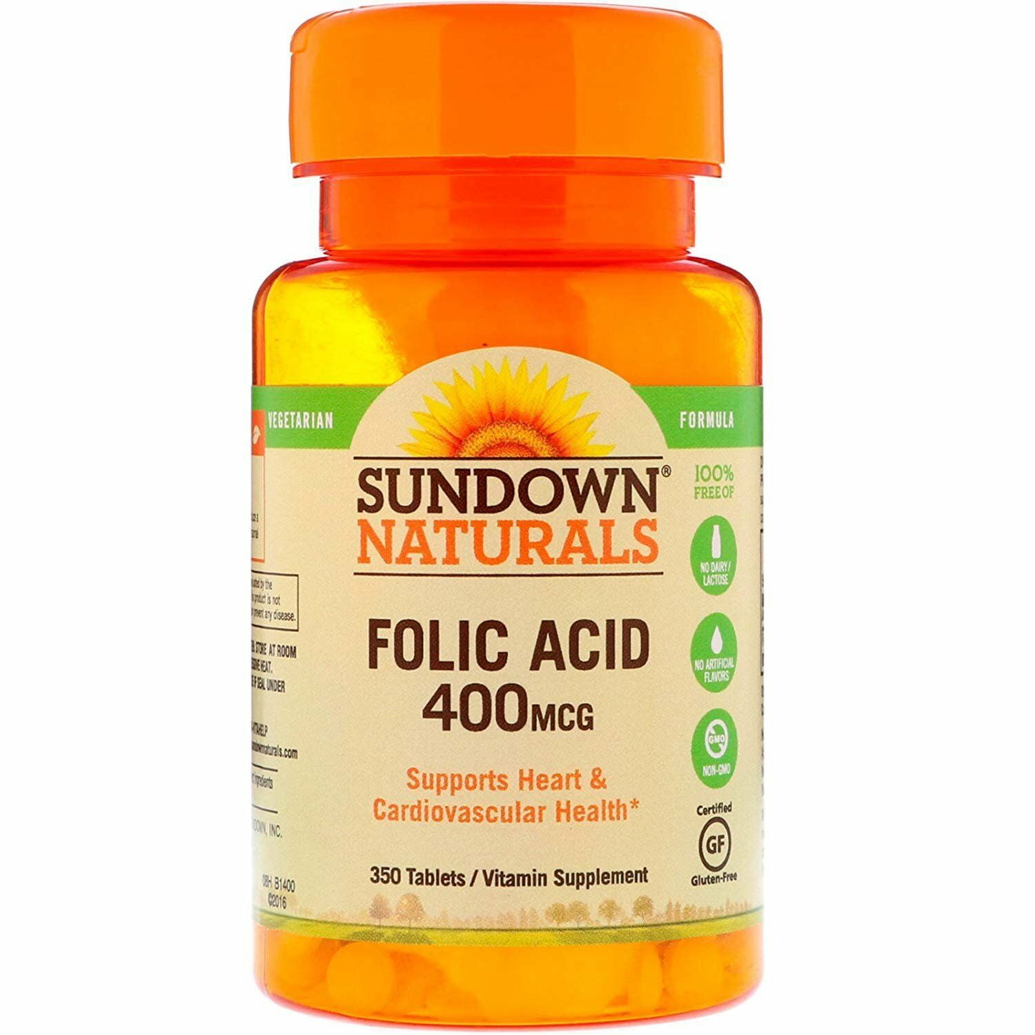 Sundown Naturals Folic Acid Supports Cardiovascular Health 350ct, 2-Pack
