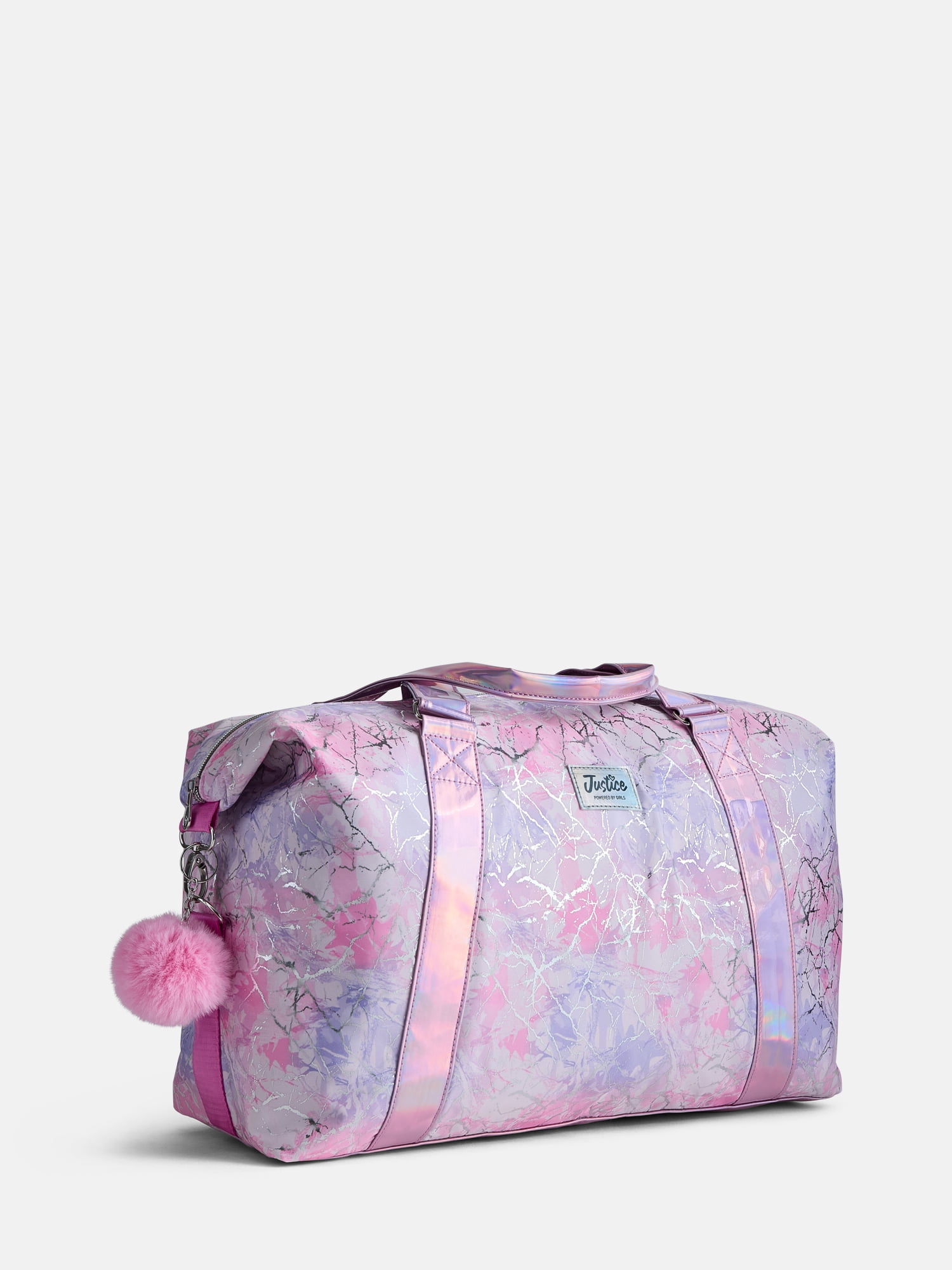 Justice Girls Printed Round Duffle Bag, Pink Graffiti