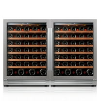 Ca'Lefort Wine Fridge,108 Bottle Dual Zone Wine Cooler Refrigerator,Freestanding & Built-in with Stainless Steel frame for Kitchen Office