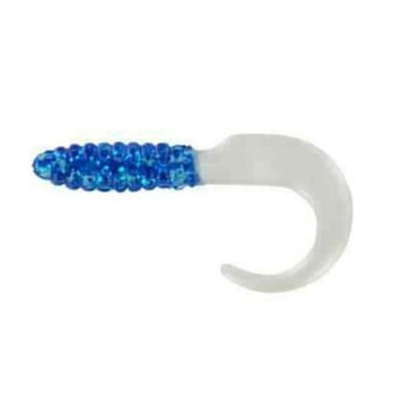 2 in. Curl Tail Grub Fishing Lure Blue Glitter Pearl - Pack of 10