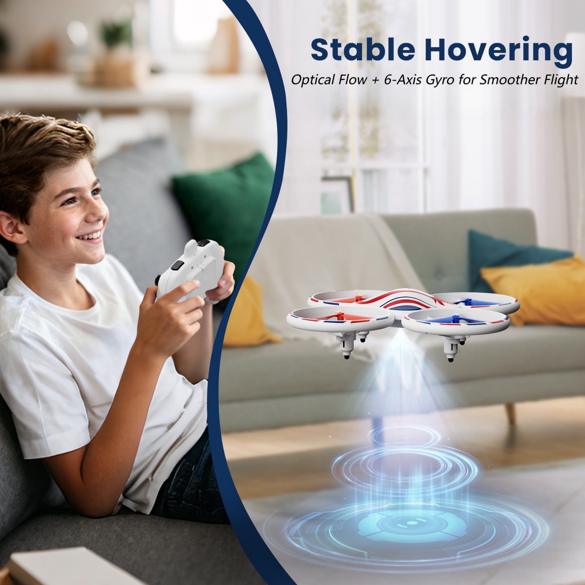 AUOSHI LED Stunt Drone with 360° Flips, Drift & 3 Speed Modes,Colorful Lights,Protective Guard,One-Key Takeoff/Landing/Return,Optical Flow Hover,2 Batteries,Fun Gift for Kids,Teens,Adults & Beginners
