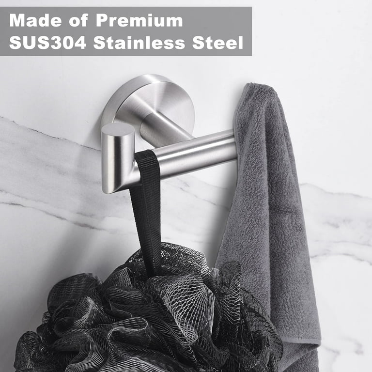 1 Pack Towel Hooks for Bathroom Matte Silver Wall Mount Robe Hook Double Towel Hook Towel Holder for Kitchen Bathroom Hallway Toilet Pool for Hanging