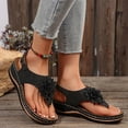 thumbnail image 6 of Floral Sandals for Women, Orthopedic Sandals for Women Flip Flops With Arch Support Comfortable Flower Wedge Sandals Casual Non Slip Back Strap Summer Beach Flip Flops, Black 5.5, 6 of 8