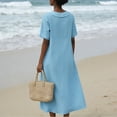 thumbnail image 5 of Blmnix Dresses for Women Beach Dress Popover Button Down Under Dresses Short Sleeve Tea-Length Crew Neck Women Dresses Summer,XXXL, 5 of 5