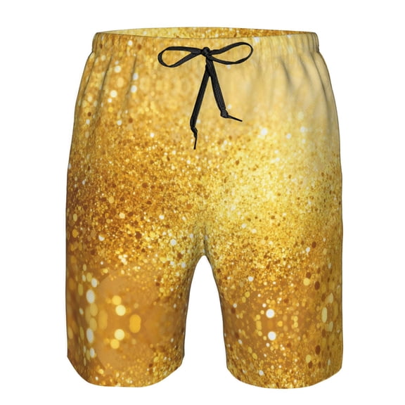 Men's Beach Shorts Gold Pattern Board Shorts Summer Swim Trunks with Mesh Liner XX-Large