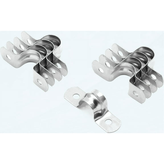 20Pcs 3/4 Inch Stainless Steel Conduit Clamps, Two Hole Strap U Bracket Rigid Pipe Strap Metal U Clamp Conduit Strap Tension Clips U-tube Clamp Heavy Duty