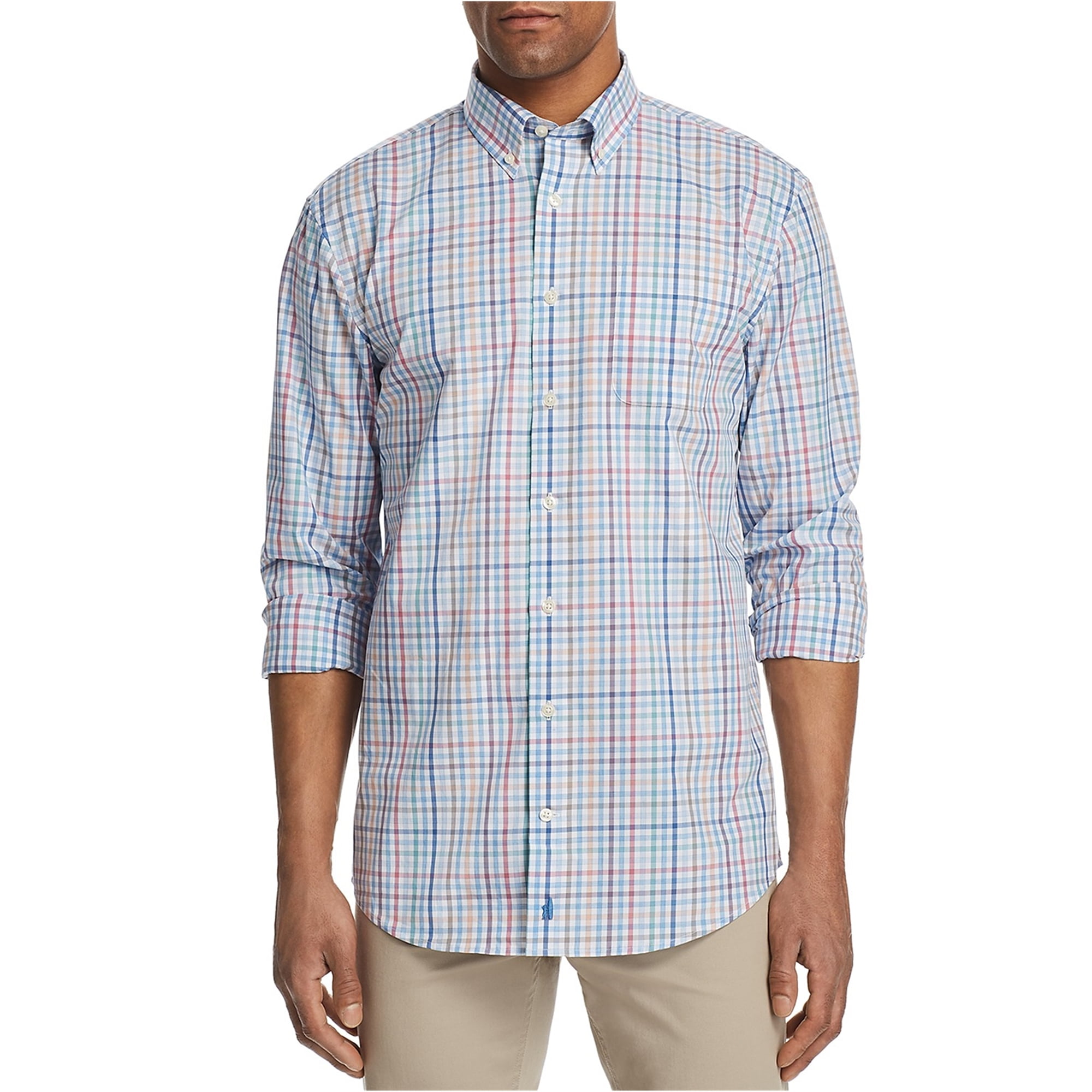 Johnnie O JohnnieO Mens Reynolds Plaid Button Up Shirt, Blue, XX