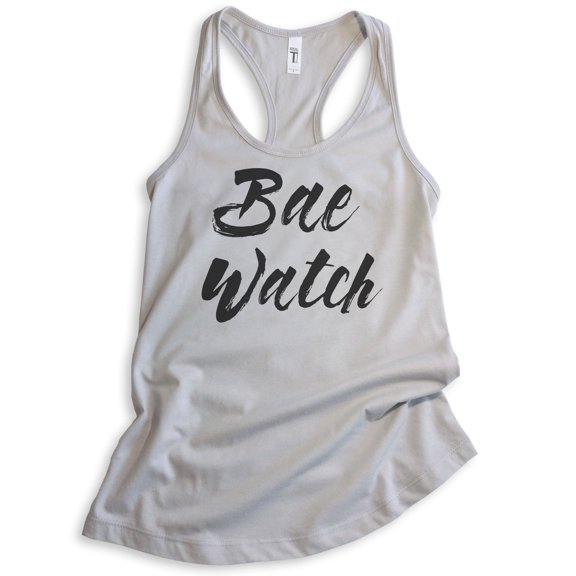 Bae Watch Tank Top, Ladies Racerback Tank Top, Beach Tank, Vacation Tank, Vacay Tank, Bae Tank, Pun Tank, Silver Gray, Medium