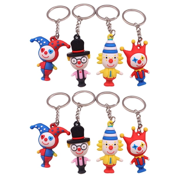 8 llaveros decorativos de payaso para mochila, adorable llavero con colgante de parodia.