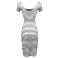 thumbnail image 2 of FashionOutfit Women's Short Sleeve Rib Striped Dress, 2 of 3