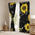 thumbnail image 3 of Manfei Cartoon Rustic Bee Animal Curtains Pack of 2 (42x84 Each) for Kids, Vibrant Farmhouse Sunflower Curtains Blackout, Black Yellow Bedroom Curtains, Curtains and Drapes Decor, 3 of 6