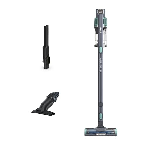Aspiradora inalámbrica Shark IZ631H Pro con PowerFins y cepillo giratorio autolimpiable, incluye accesorio para tapicería y boquilla para rincones, hasta 60 minutos de autonomía, filtración HEPA, col