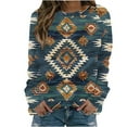 thumbnail image 2 of Xqxayjr Women's Western Aztec Print Fall Tops Casual Loose Long Sleeve Tunic Tops Shirts Fashion Lightweight Crewneck Sweaters Tops Outfits, 2 of 4