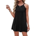 thumbnail image 3 of Summer Round Neck Halter Neck Sleeveless Solid Color Vest Dress For Women, 3 of 6