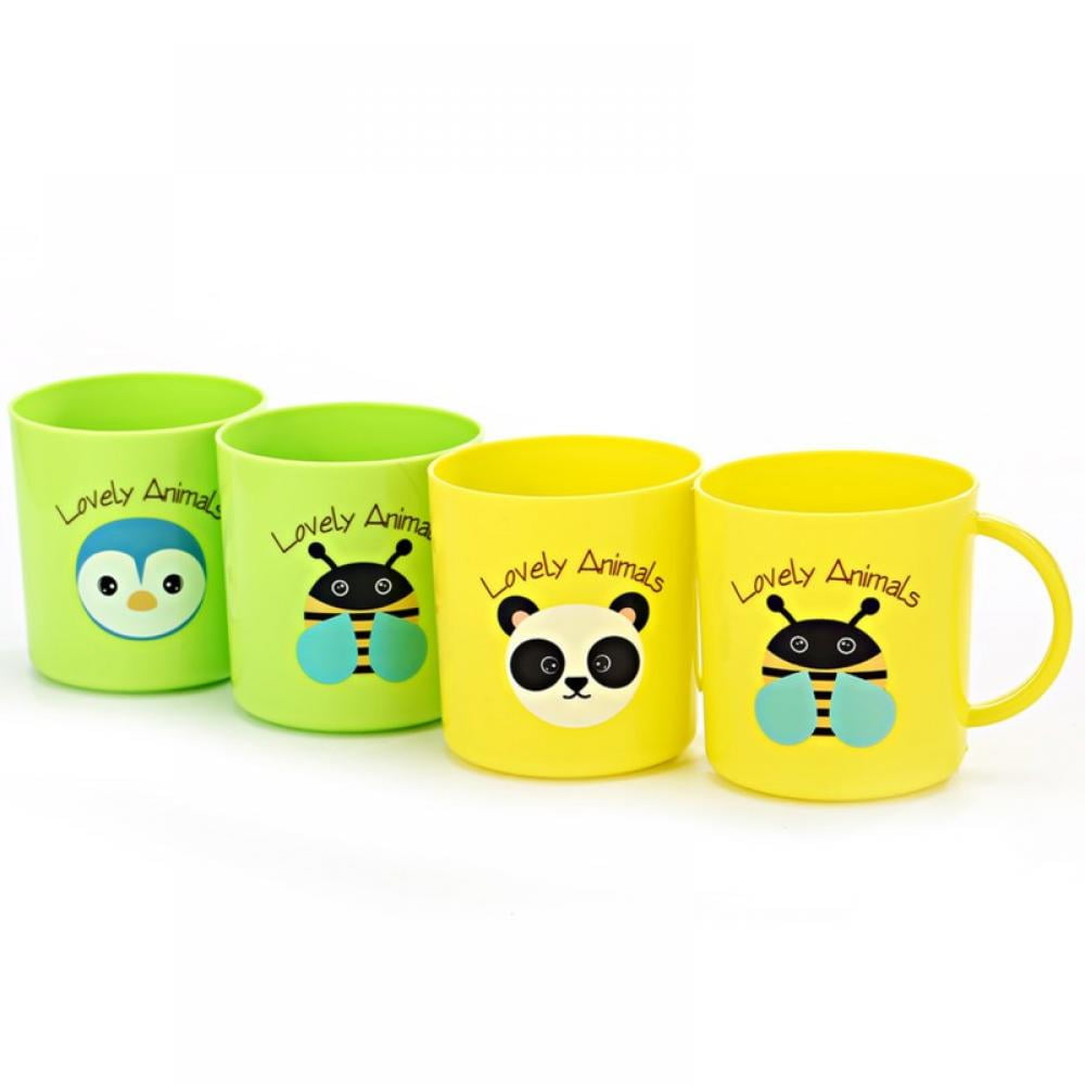 [Big Clear!]Kids Cups 6 Pack Toddler Cups, Cups for Kids Toddlers, Unbreakable Toddler Cups,Child Plastic Drinking Cups Cartoon Printing Resuable Drinking Cup Handle
