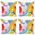 thumbnail image 1 of Abstract Throw Pillow Cushion Case Pack of 4, Watercolor Style Brush Strokes Pattern Curved Stripes Hand Drawn Illustration, Modern Accent Double-Sided Print, 4 Sizes, Multicolor, by Ambesonne, 1 of 2